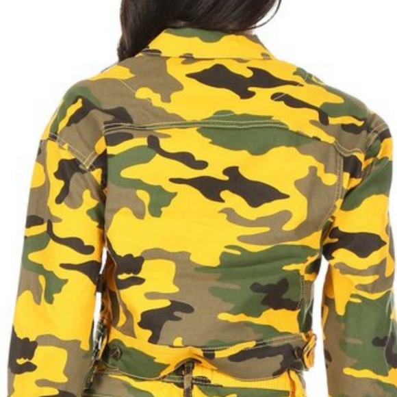 Mustard camo denim crop jacket junior large - Picture 5 of 13